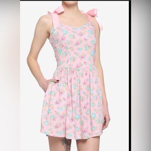 Hot Topic Pink Floral & Gear Pattern Dress
